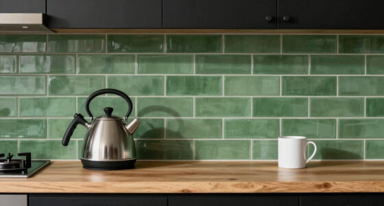 Black, Bold Cabinets And Dramatic Green Tiles Refresh This 2000S Kitchen